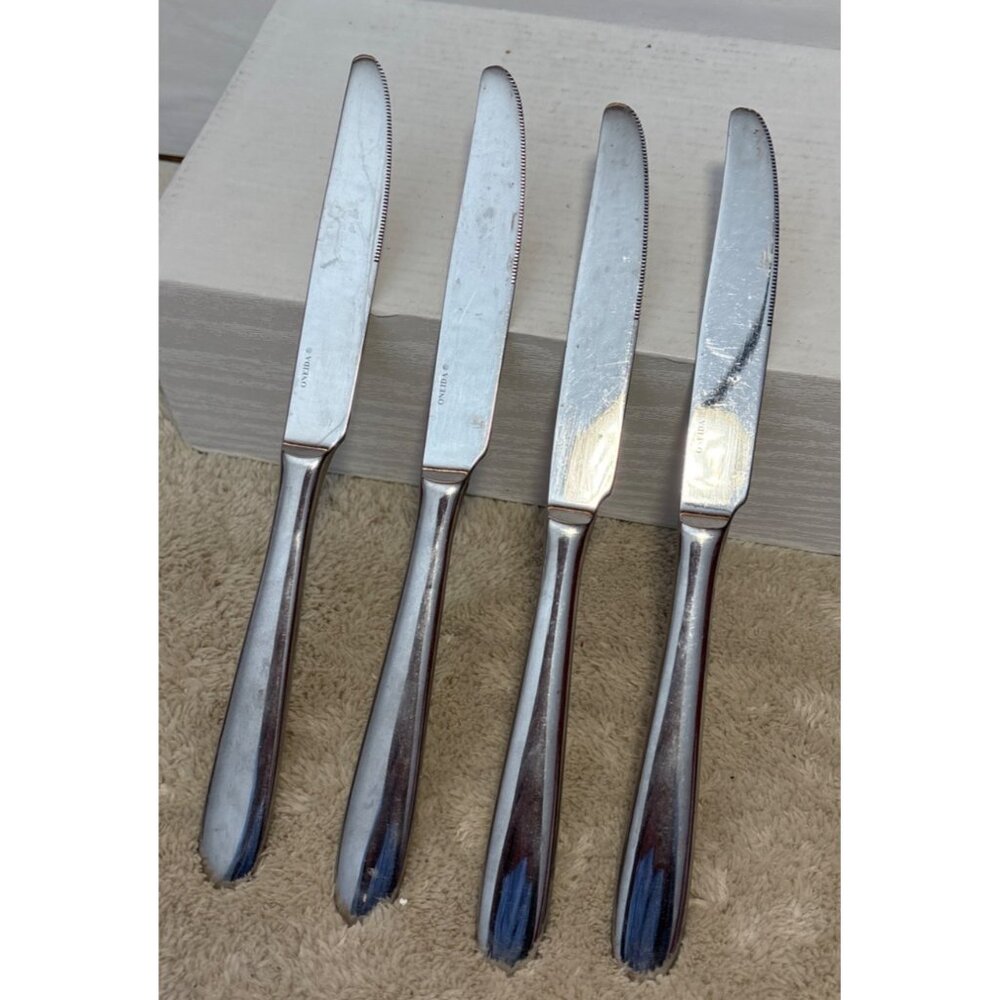 Oneida Knives Mooncrest Dinner Butter 9" Stainless Steel Lot Of 4